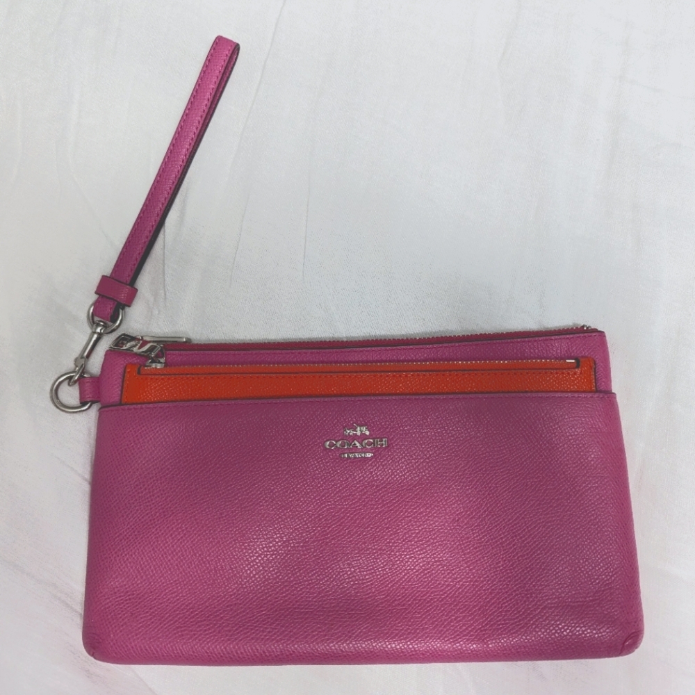 Coach Pink & Orange Clutch Large Wristlet